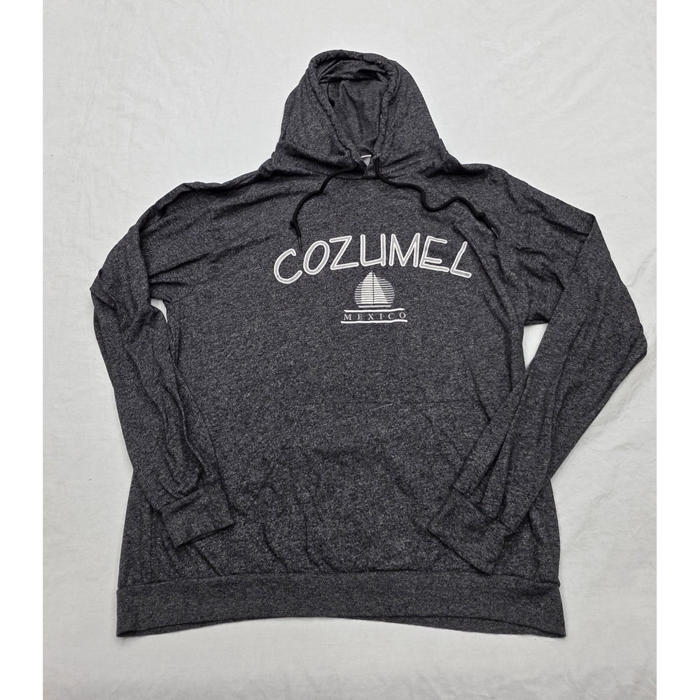 Ultramar Gray Hooded Cozumel Mexico‎ Lightweight Longsleeve Pullover Size Large